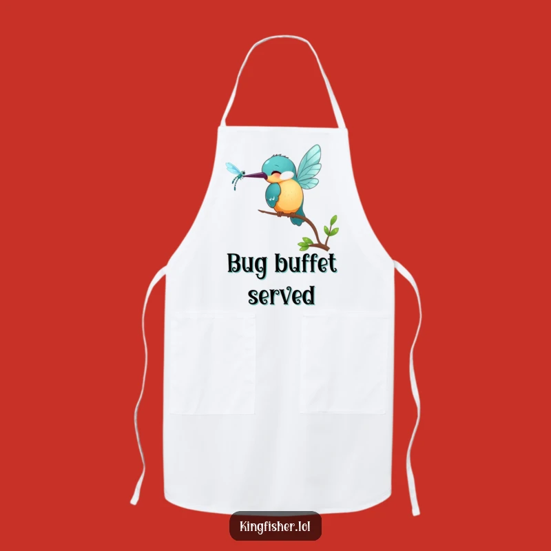 Funny Kingfisher Apron: Playful Bird & Insect Chef, Great Funny Kitchen Gift