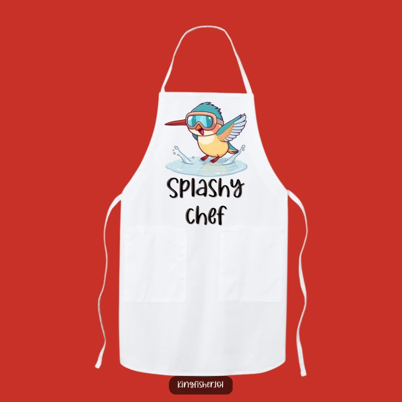 Funny Goggled Kingfisher Puddle Splash Apron: Fun for Messy Adventures