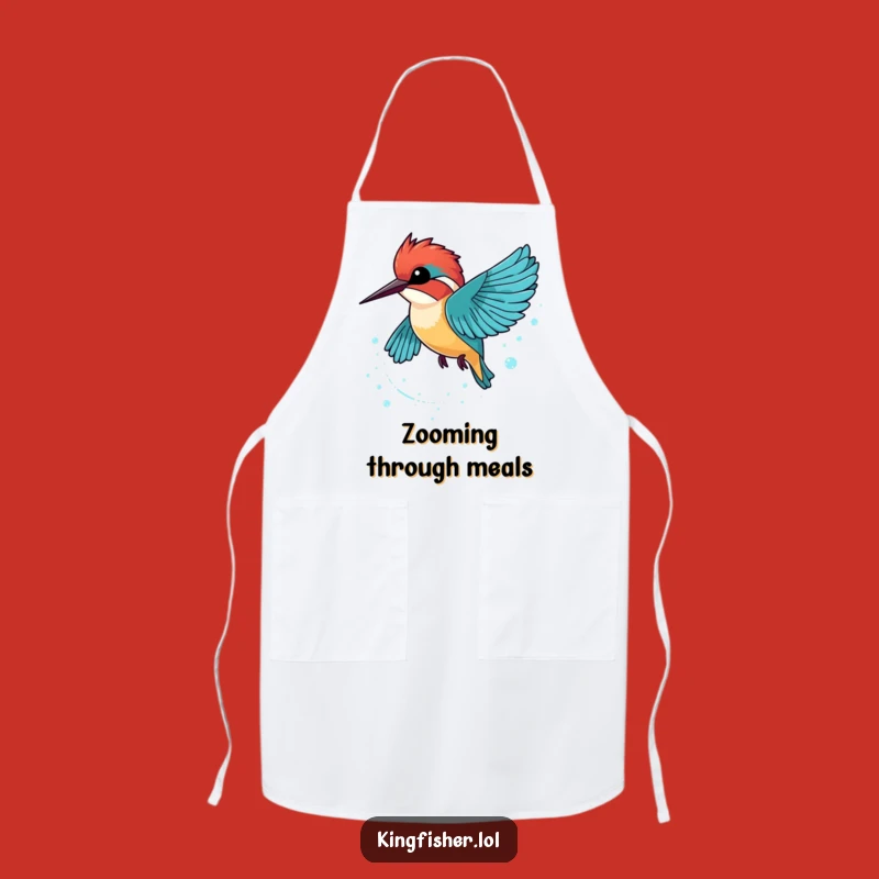 Funny Kingfisher Bubble Trail Apron: Cook with Sparkle and Bird's Zoom!