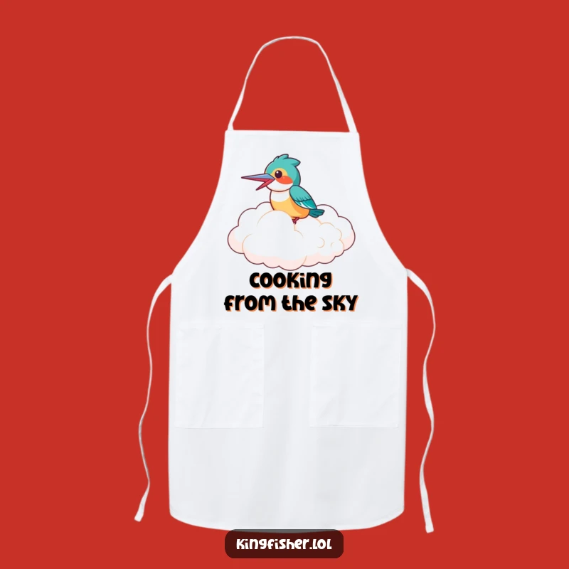 Funny Kingfisher Cloud Apron: Cook with Laughing Bird Humor