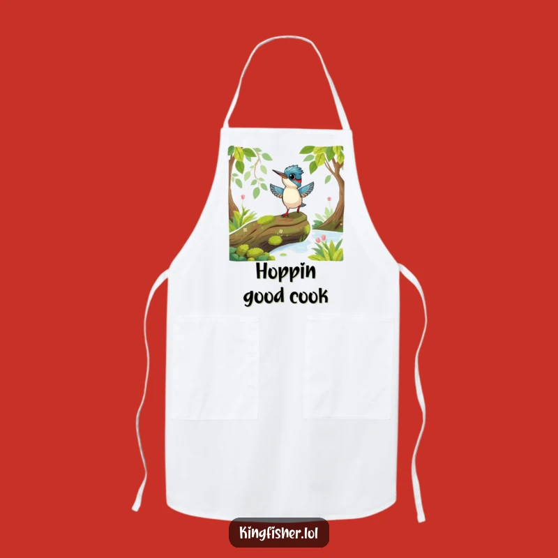 Funny Playful Kingfisher Apron: Excited Hop for Kitchen Fun