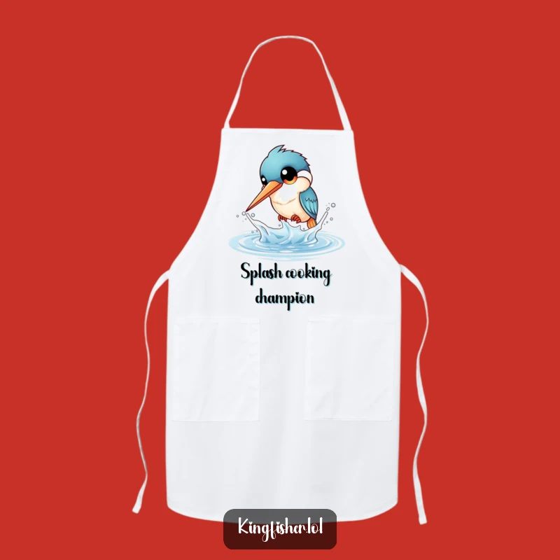 Funny Kingfisher Splash Apron: Cook with Playful Water Action