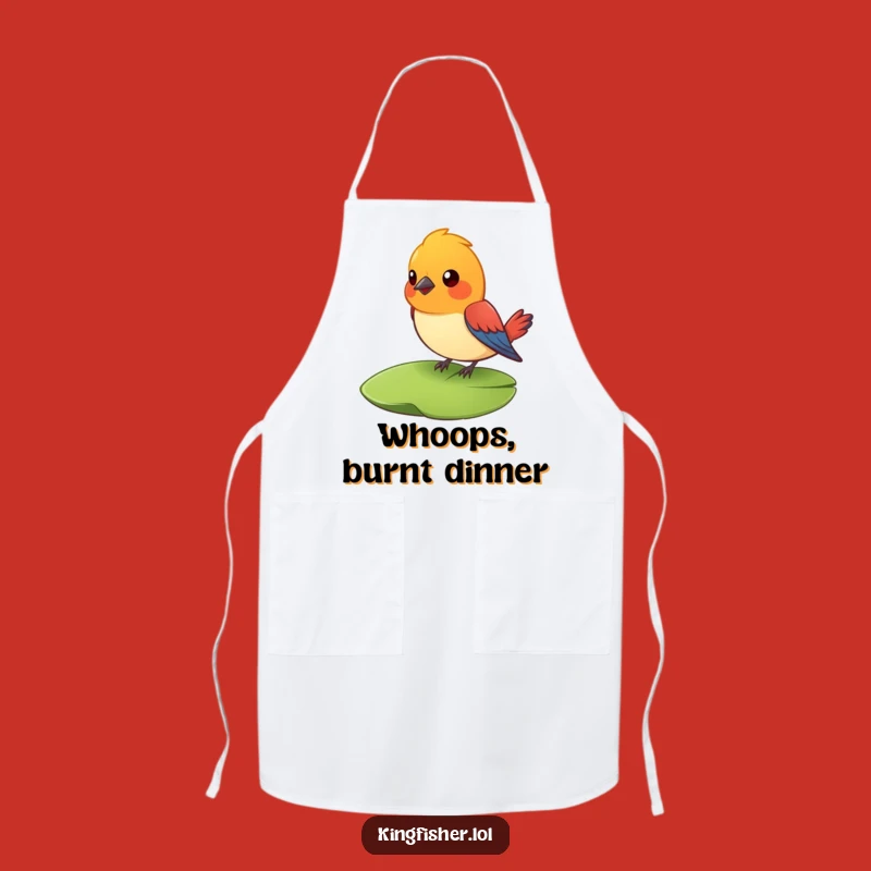 Funny Surprised Bird Apron: Cook with Colorful Lily Pad Amazement