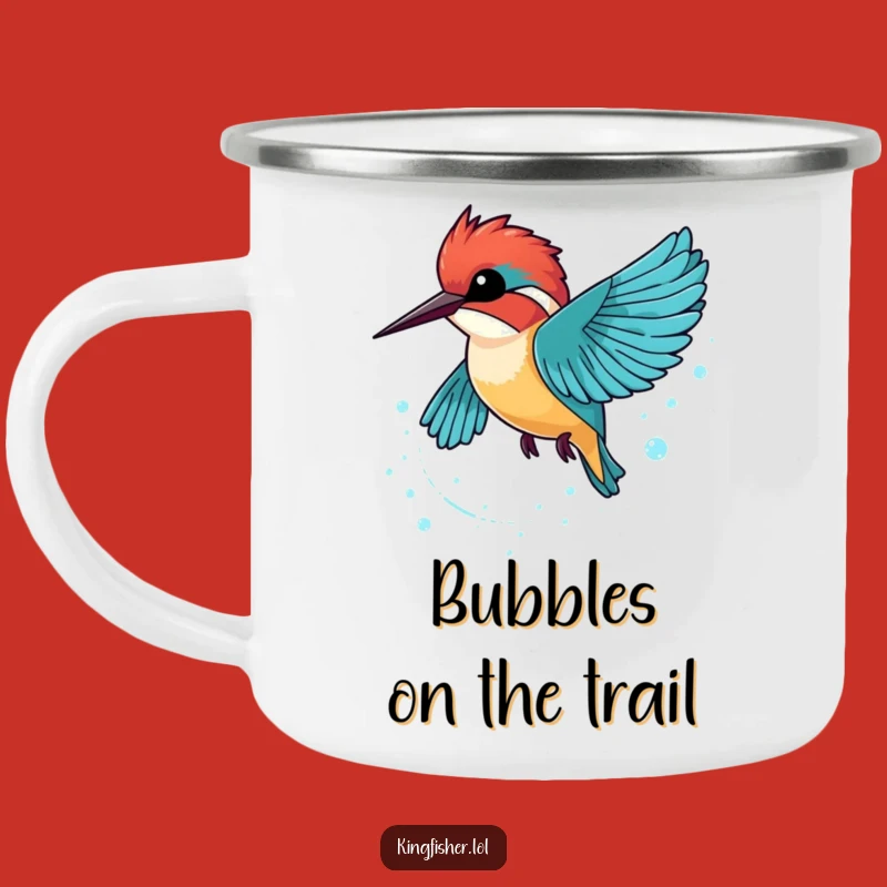 Adventure Funny Kingfisher Bubble Mug: Campfire Sips with Sparkling Bird!