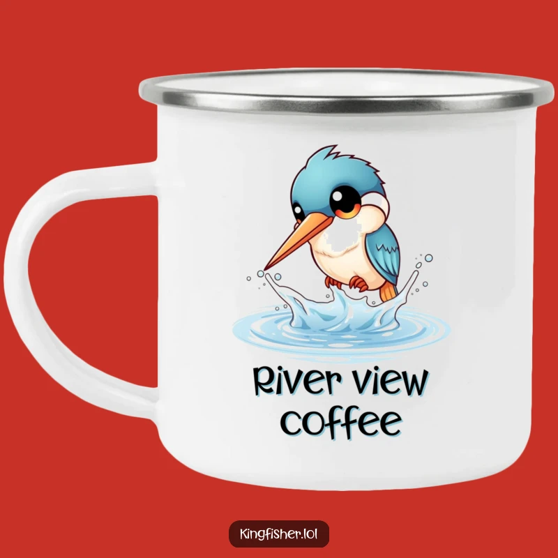 Durable Funny Kingfisher Splash Camping Mug: Adventure with Playful Water Action