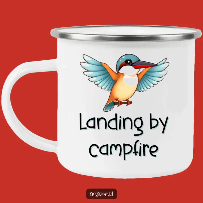 Funny Graceful Kingfisher Camping Mug: Outstretched Wings for Trailside Style