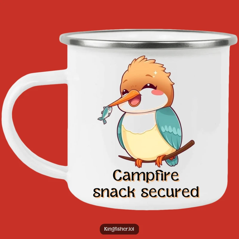 Funny Kawaii Kingfisher Camping Mug: Cute Bird Adventure Cup, Perfect Funny Gift!