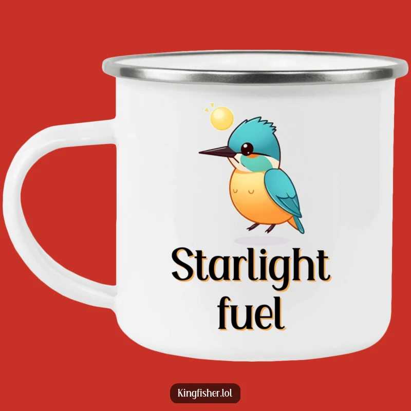 Funny Round Kingfisher Sphere Enamel Mug: Your Magical Campfire Companion