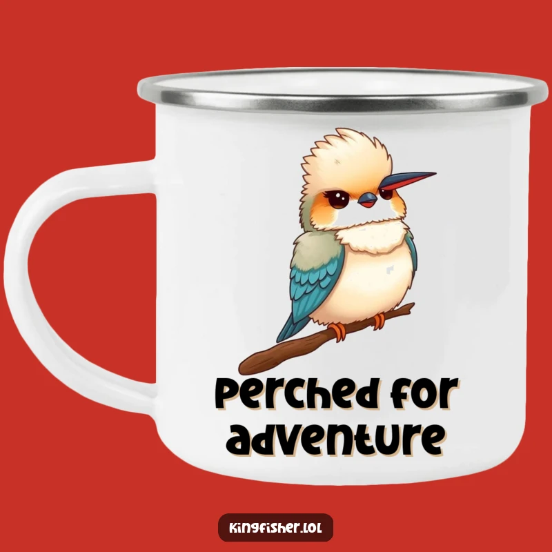 Funny Proud Kingfisher Camping Mug: Fluffy Bird's Puffed Chest for Trailside Pride