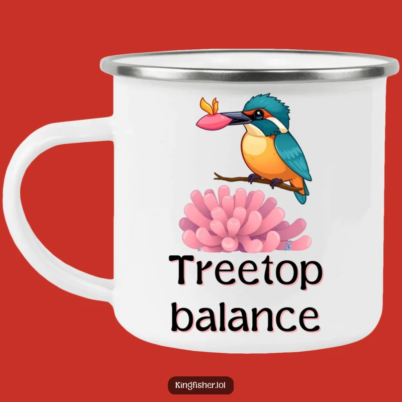 Funny Kingfisher Anemone Balance Enamel Mug: Your Trail Companion for Smiles