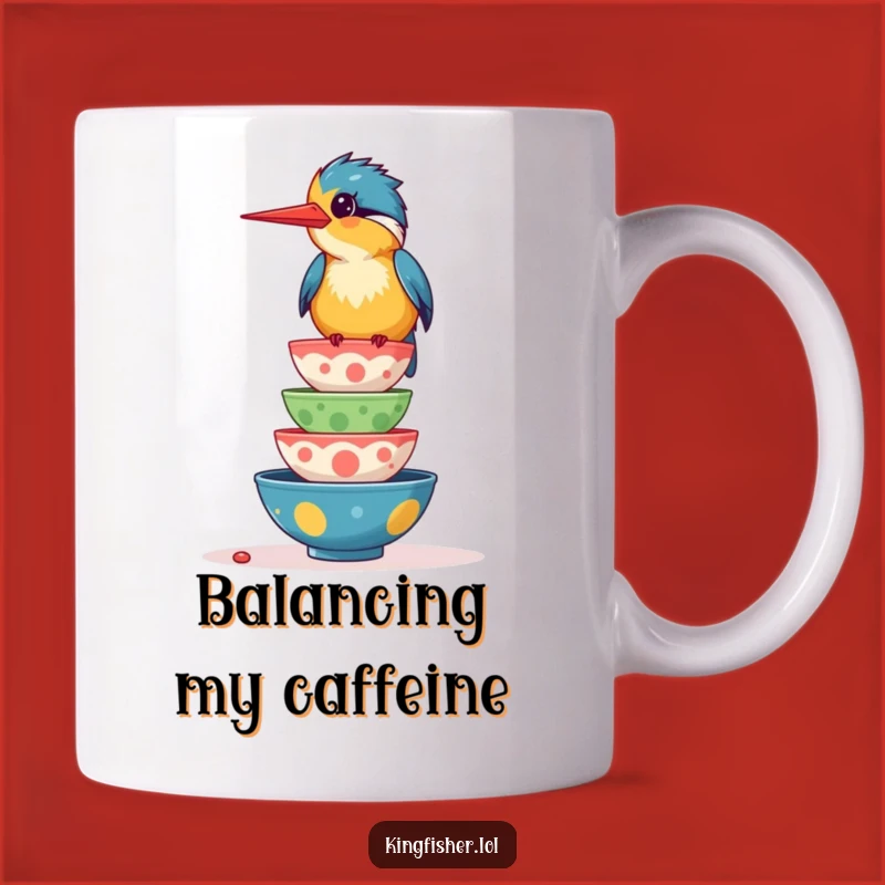 Funny Giggling Kingfisher Mug: Food Balancing Act Gift