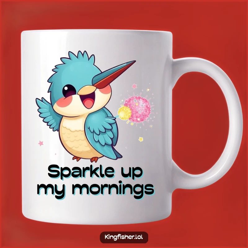 Funny Kingfisher Glitter Bomb Mug: A Kawaii Kingfisher Makes a Hilarious Gift!