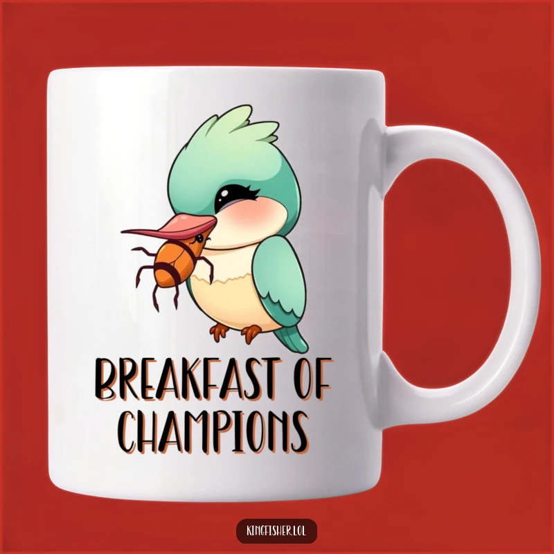 Funny Kingfisher Mug: Oversized Insect Joke, A Hilarious Gift for Bird Lovers and Pranksters