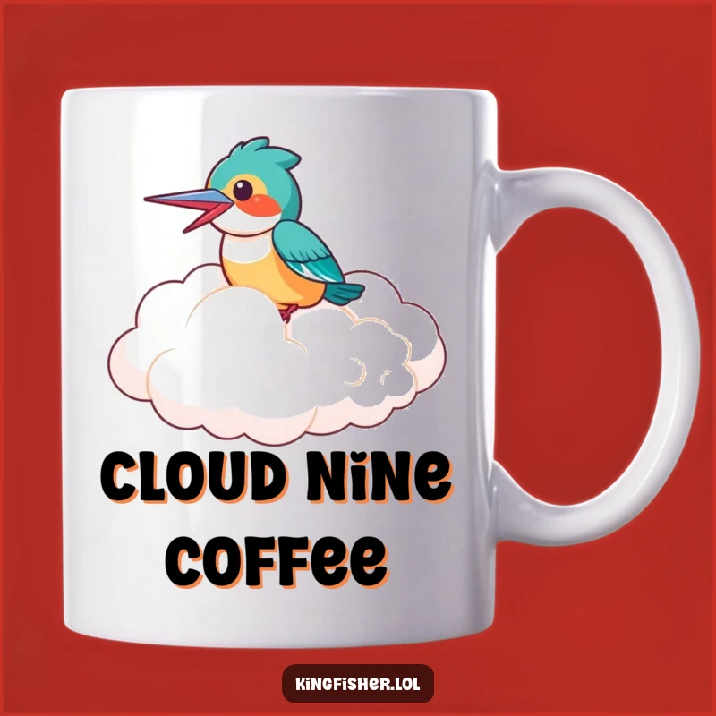 Funny Laughing Kingfisher Cloud Mug: Joyful Ride Gift