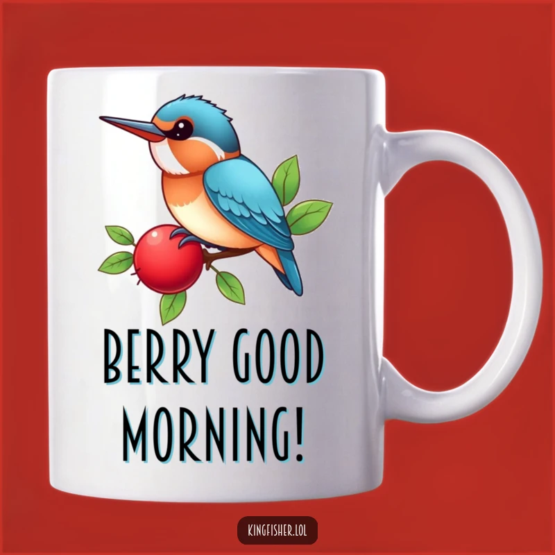 Happy Funny Kingfisher Mug: Berry Chirp Humor, A Joyful Humorous Gift for Morning Smiles