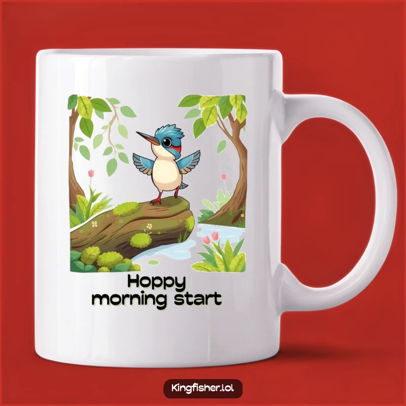 Funny Playful Kingfisher Mug: Excited Hop for a Hilarious Gift