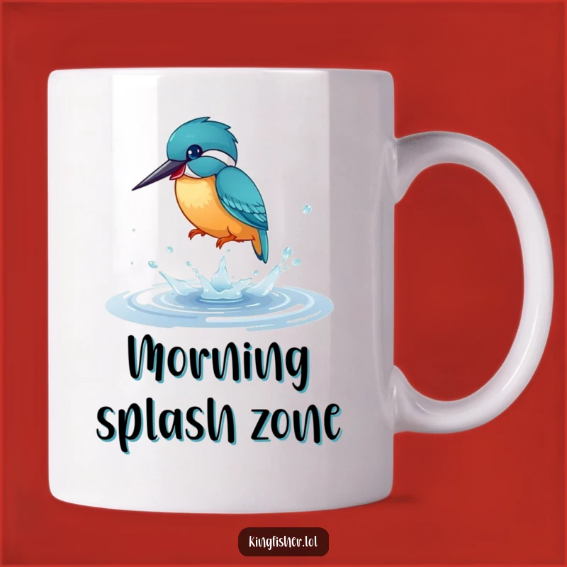 Funny Kingfisher Mug: Playful Bird Splashing Joyfully Gift