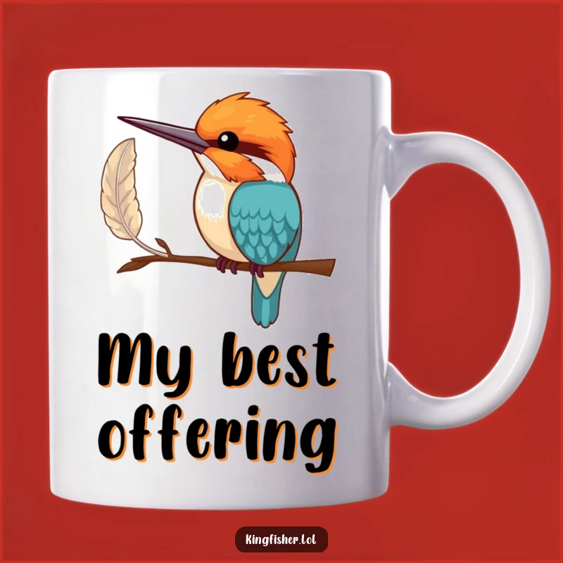 Funny Shy Kingfisher Mug: Offering Feather Gift Design