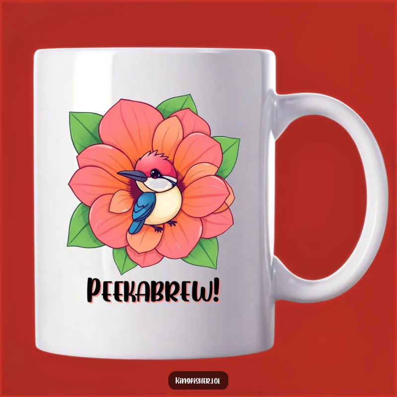 Funny Flower Kingfisher Mug: Peek-a-Boo Bird, A Cheerful Humorous Gift for Garden Lovers