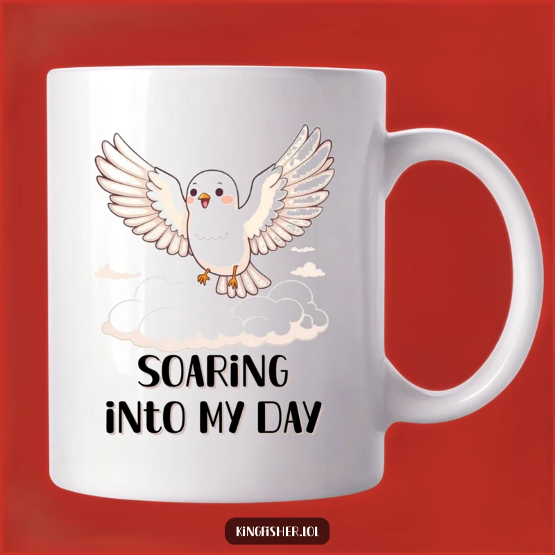 Funny Joyful Bird Mug: Glide Through Your Day with Fluffy Cloud Humor