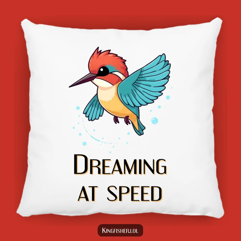 Comfy Funny Kingfisher Bubble Trail Pillow: Snuggle with Bird's Sparkling Dash!