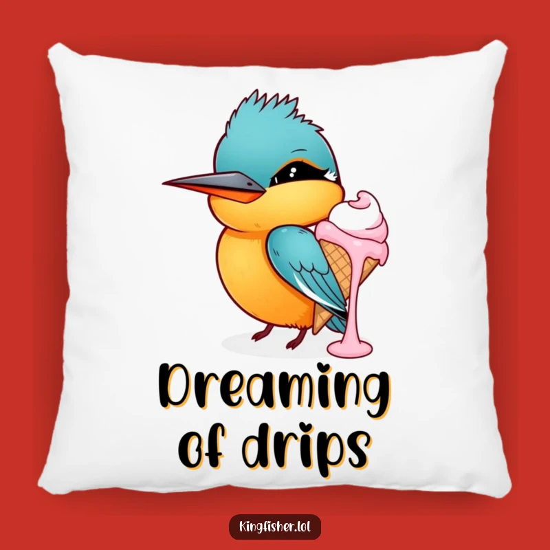 Funny Winking Kingfisher Ice Cream Pillow: Cozy Comfort with a Sweet Design
