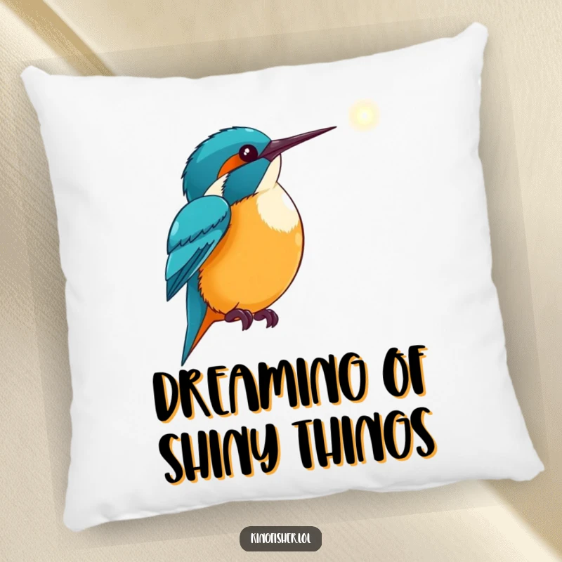 Hopeful Kingfisher Pillow: A soft pillow featuring a kingfisher pointing towards a distant, glowing light.