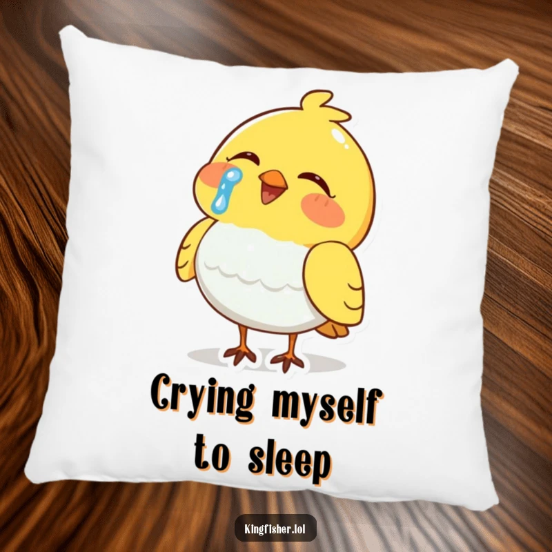 Funny Pillow: A soft cushion depicts a bird crying tears of laughter, offering comfort and comical relief.