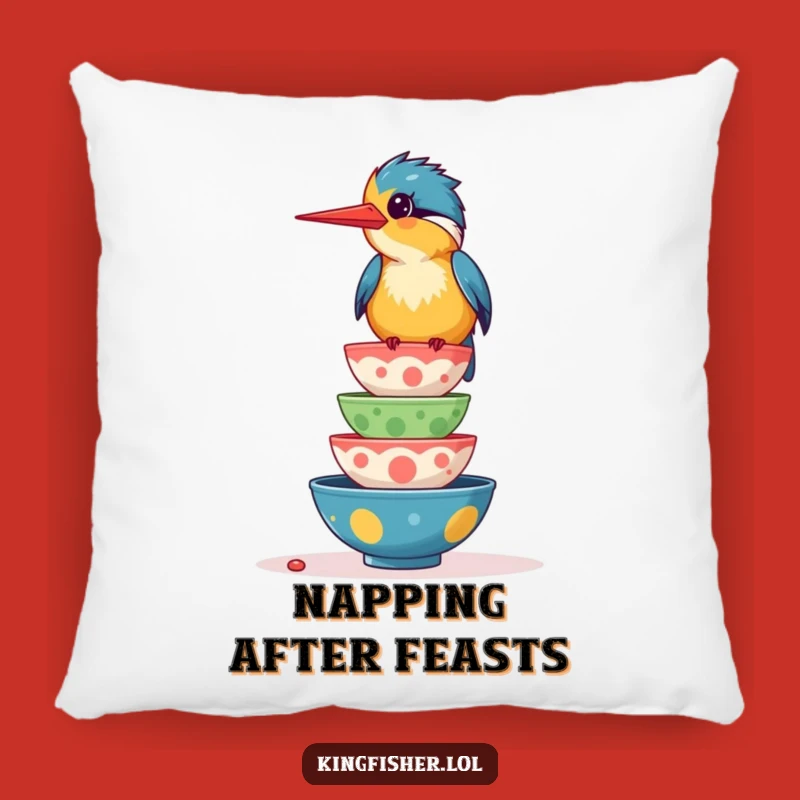 Funny Giggling Kingfisher Pillow: Cozy Comfort with a Foodie Twist Gift