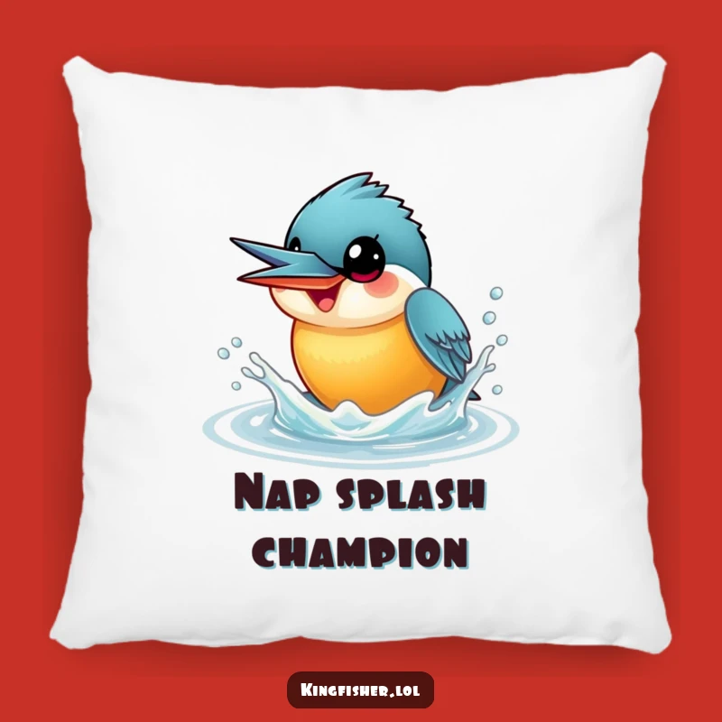 Funny Kingfisher Pillow: Playful Water Splash Comfort - Adorable Gift!