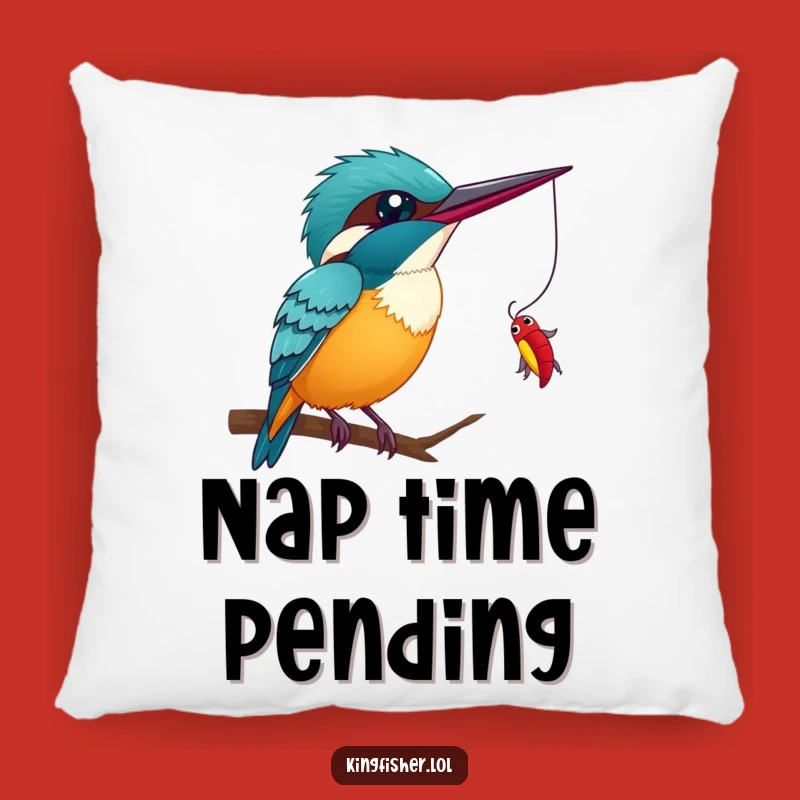 Cozy Funny Kingfisher Wink Pillow - Playful Bird Accent Gift