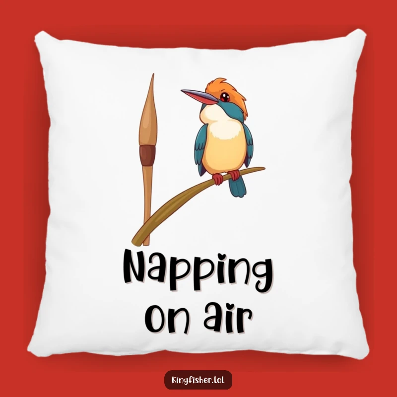 Funny Kingfisher Pillow: Swaying Reed Comfort, Cozy Funny Gift for Relaxation