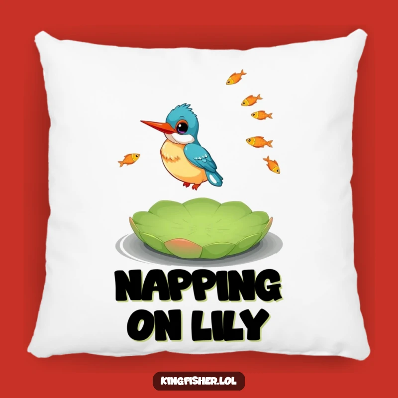 Comfy Funny Kingfisher Juggling Fish Pillow: Snuggle with Bird's Hilarious Talent!