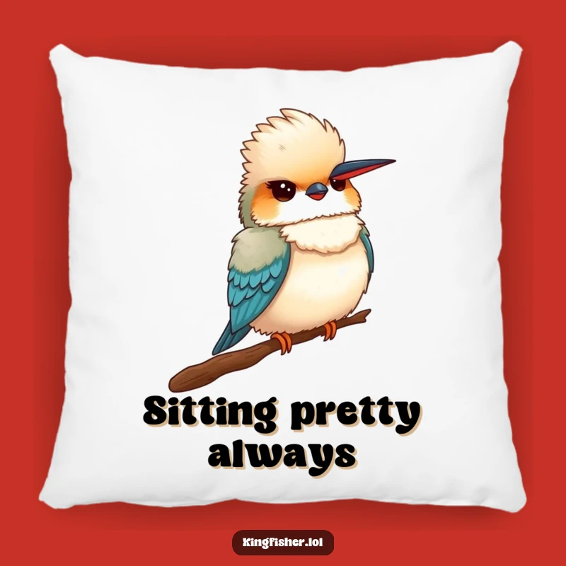 Funny Proud Kingfisher Pillow: Fluffy Bird's Puffed Chest for Comfy Humor