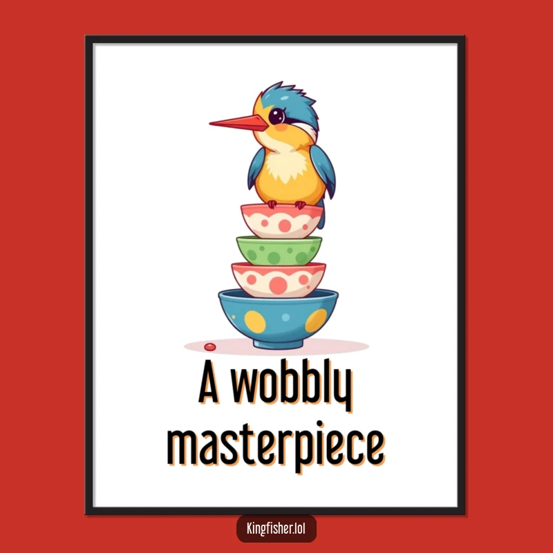 Funny Giggling Kingfisher Digital Art: Instant Foodie Fun Decor Gift