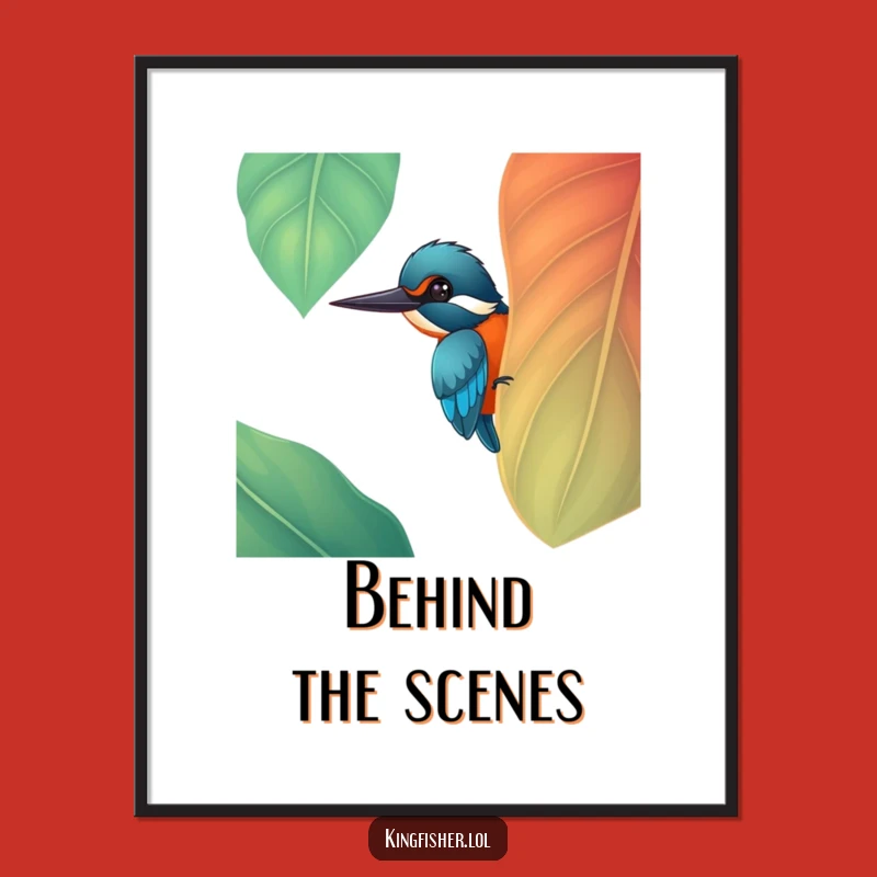 Funny Kingfisher Leaf Digital Art - Instant Cheerful Nature Decor