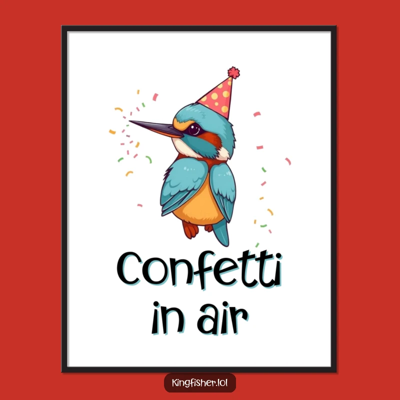 Funny Kingfisher Digital Art - Printable Festive Bird Print for Walls