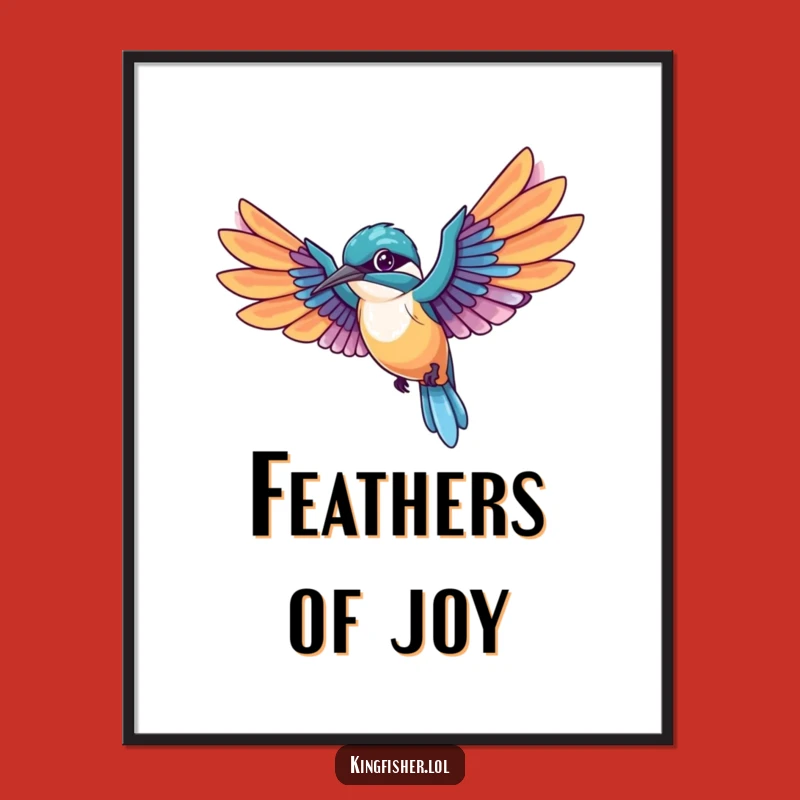 Dynamic Funny Kingfisher Art Print: Colorful Flight Charm, A Playful Humorous Gift