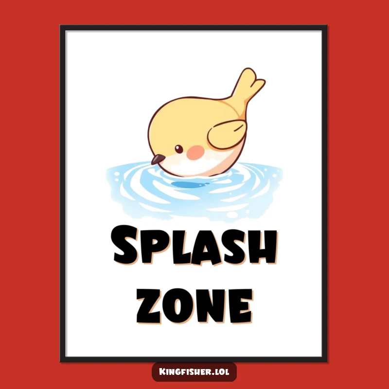 Funny Bird Dive Digital Art: Instant Aquatic Humor for Your Walls