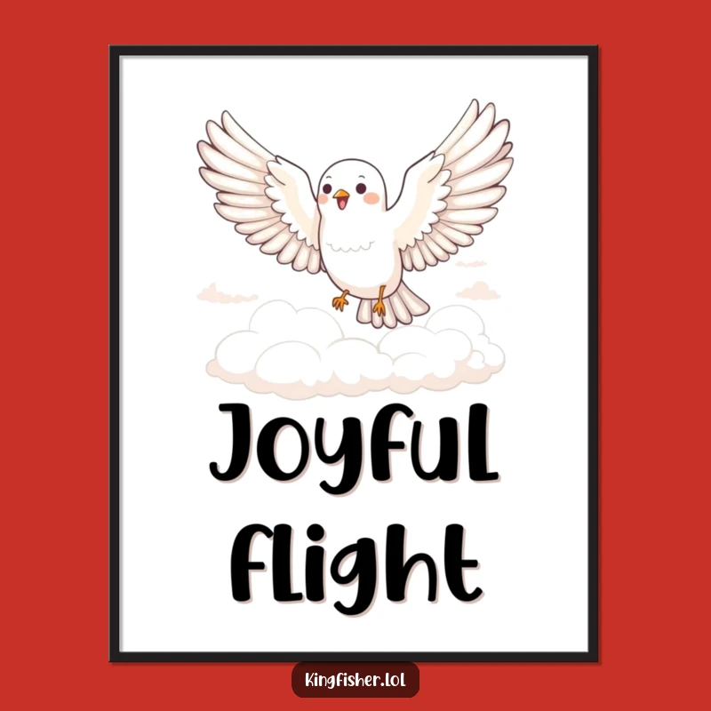 Funny Joyful Bird Digital Art: Instant Fluffy Cloud Dreams for Your Walls