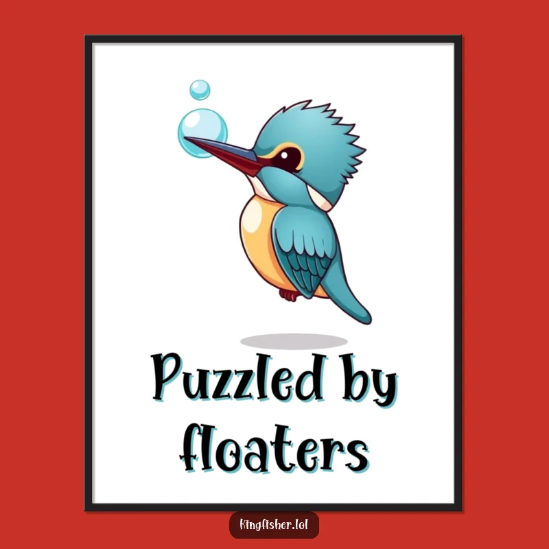 Funny Kingfisher Bubble Digital Art: Curious Bird Download, Great Funny Gift!