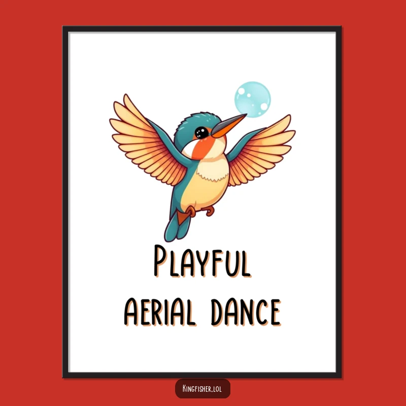 Funny Kingfisher Bubble Digital Art: Playful Wings Decor, Instant Funny Gift