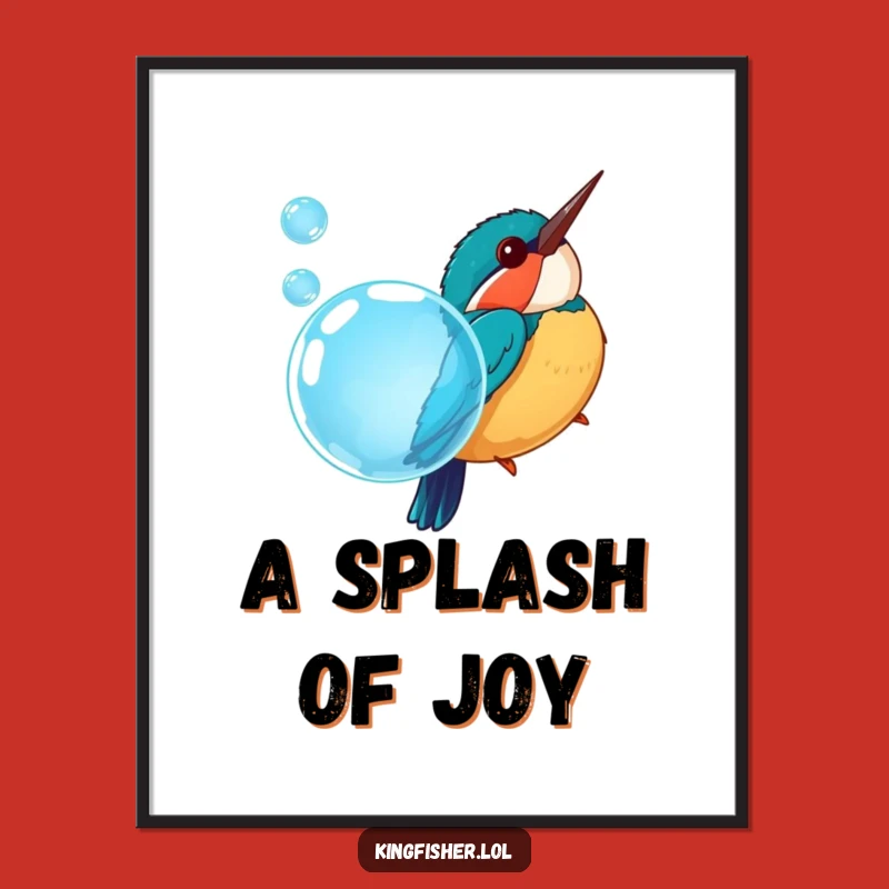Funny Kingfisher Bubble Dive Digital Art: Instant Playful Decor Gift