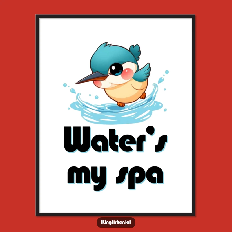 Funny Kingfisher Digital Art: Cute Diving Bird, Instant Download Funny Gift