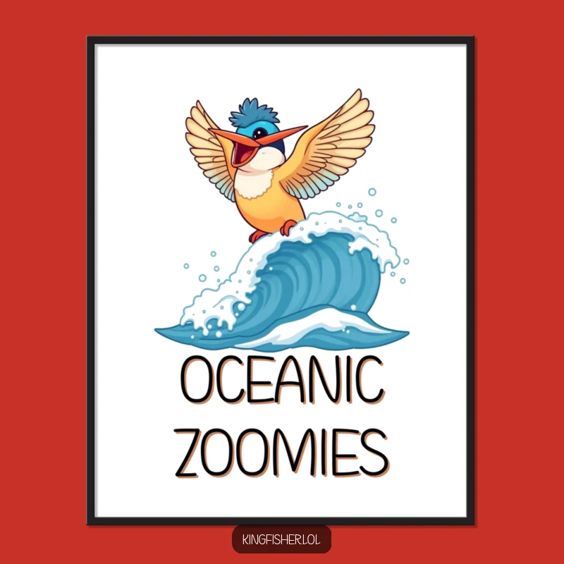 Funny Kingfisher Digital Art: Instant Bird Wall Decor for Joyful Spaces