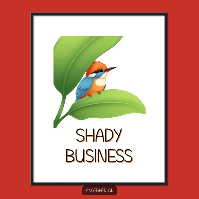 Funny Kingfisher Peek Digital Art: Shy Bird Download, Great Funny Gift!