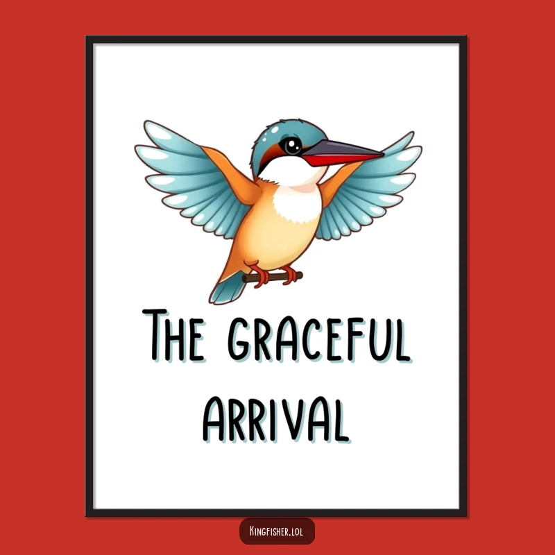 Funny Graceful Kingfisher Digital Art: Outstretched Wings for Elegant Decor