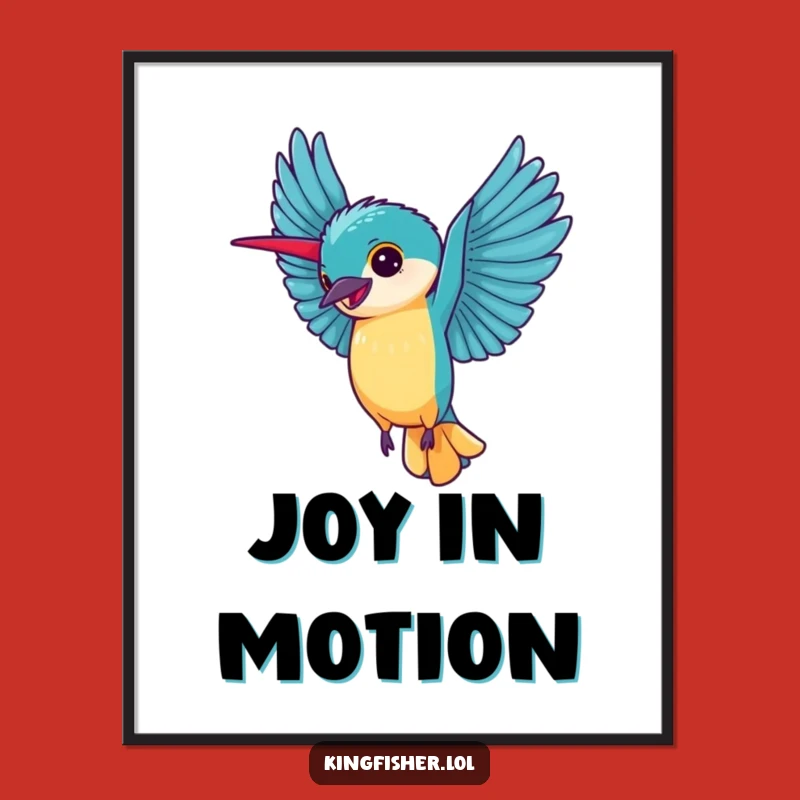 Vibrant Kingfisher Cartwheel Digital Art: Instant Joy for Your Walls - Amazing Funny Gift!