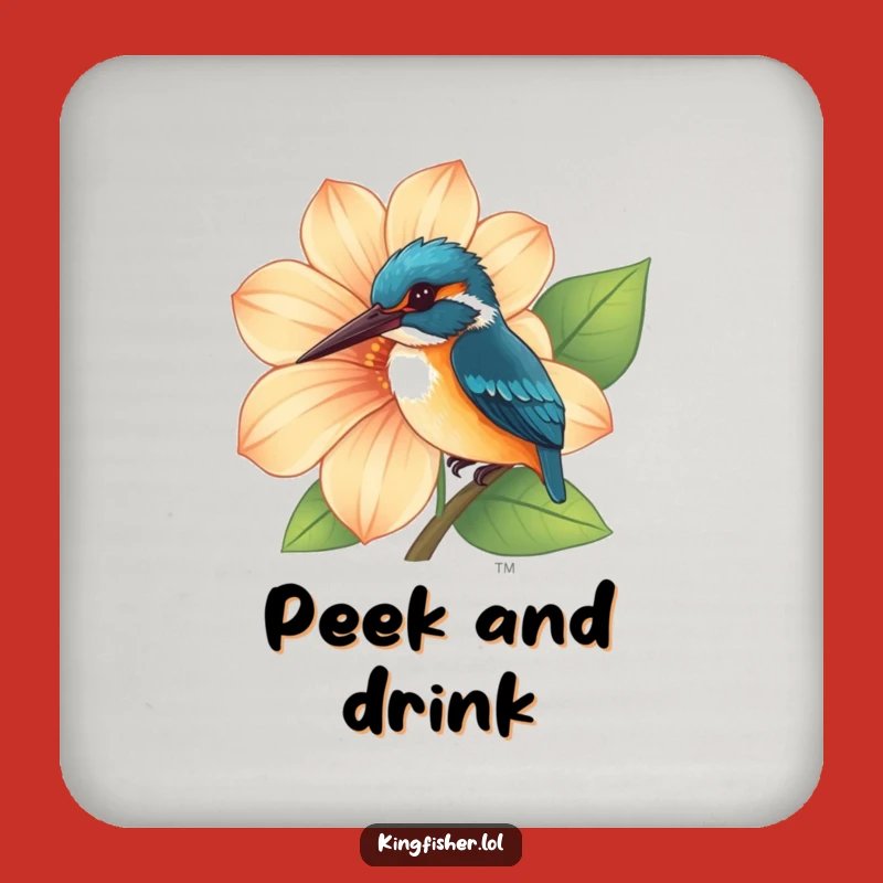 Funny Curious Kingfisher Flower Coaster: Protect Surfaces with Bird's Peek-a-Boo!
