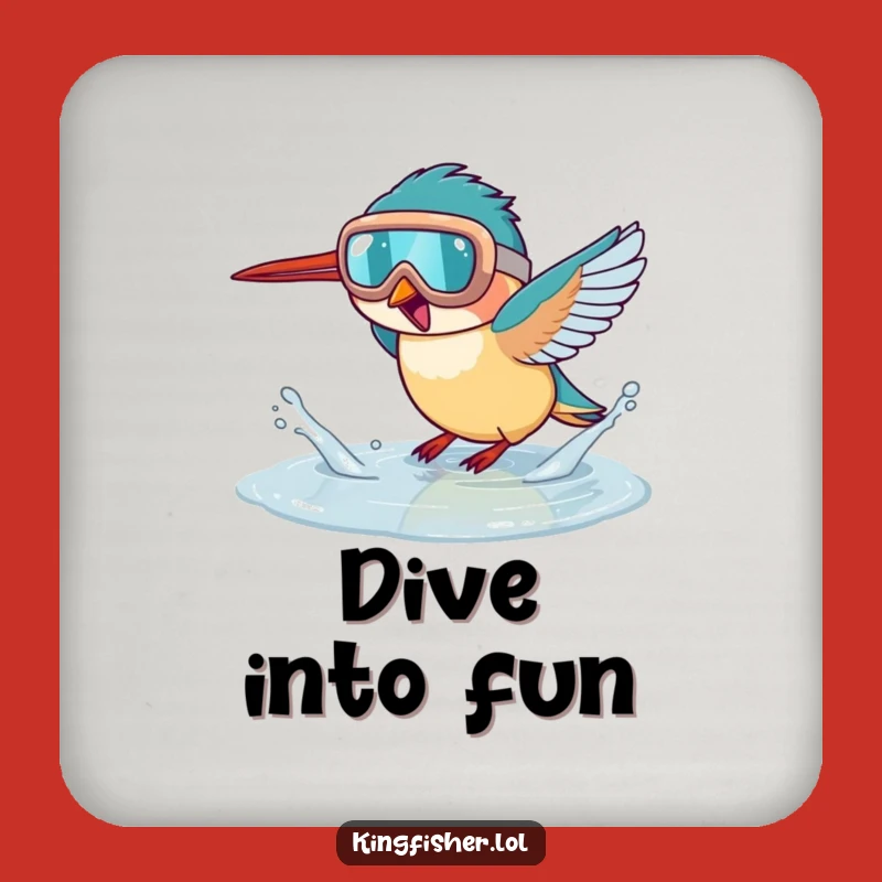 Funny Goggled Kingfisher Puddle Splash Coasters: Protect with Playful Art
